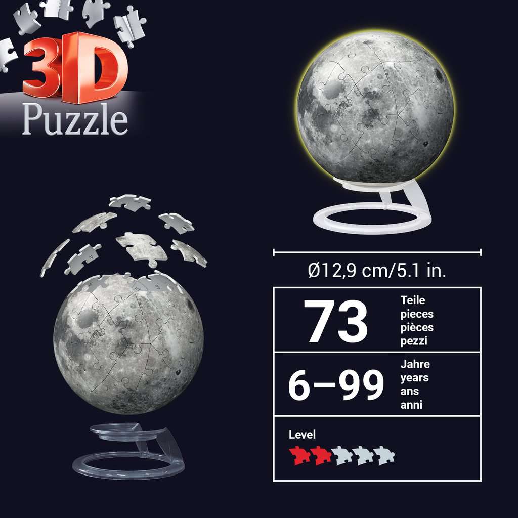 Der Mond - Glow-in-the-Dark - 3D Puzzle