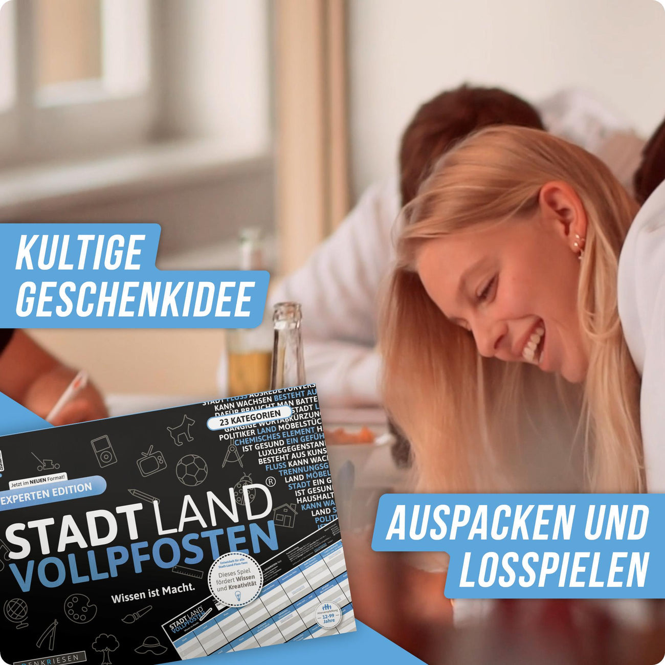 Stadt Land Vollpfosten® Experten Edition – "Wissen ist Macht." | A4 Spielblock