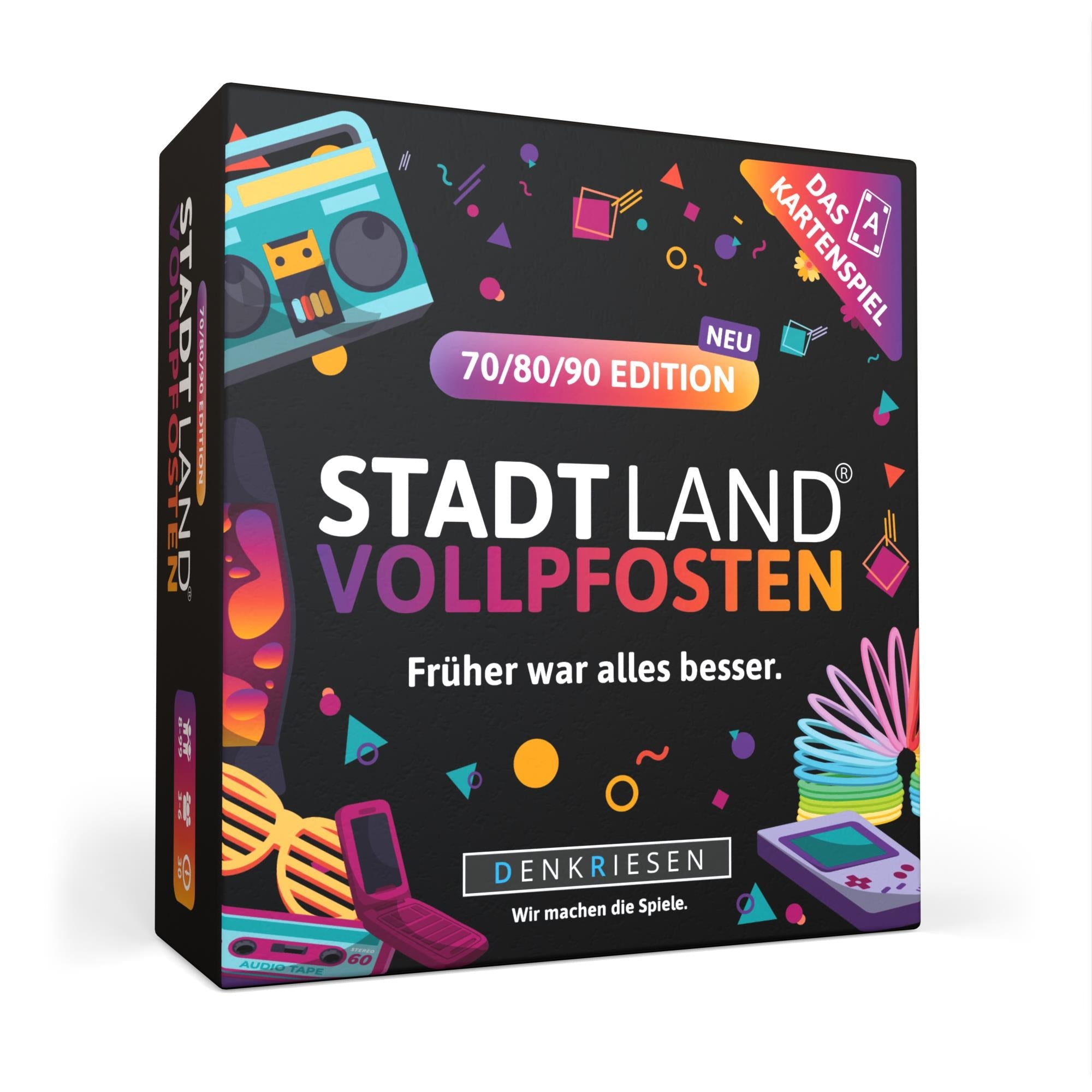 Stadt Land Vollpfosten® 70/80/90 Edition – "Früher war alles besser." | Das Kartenspiel