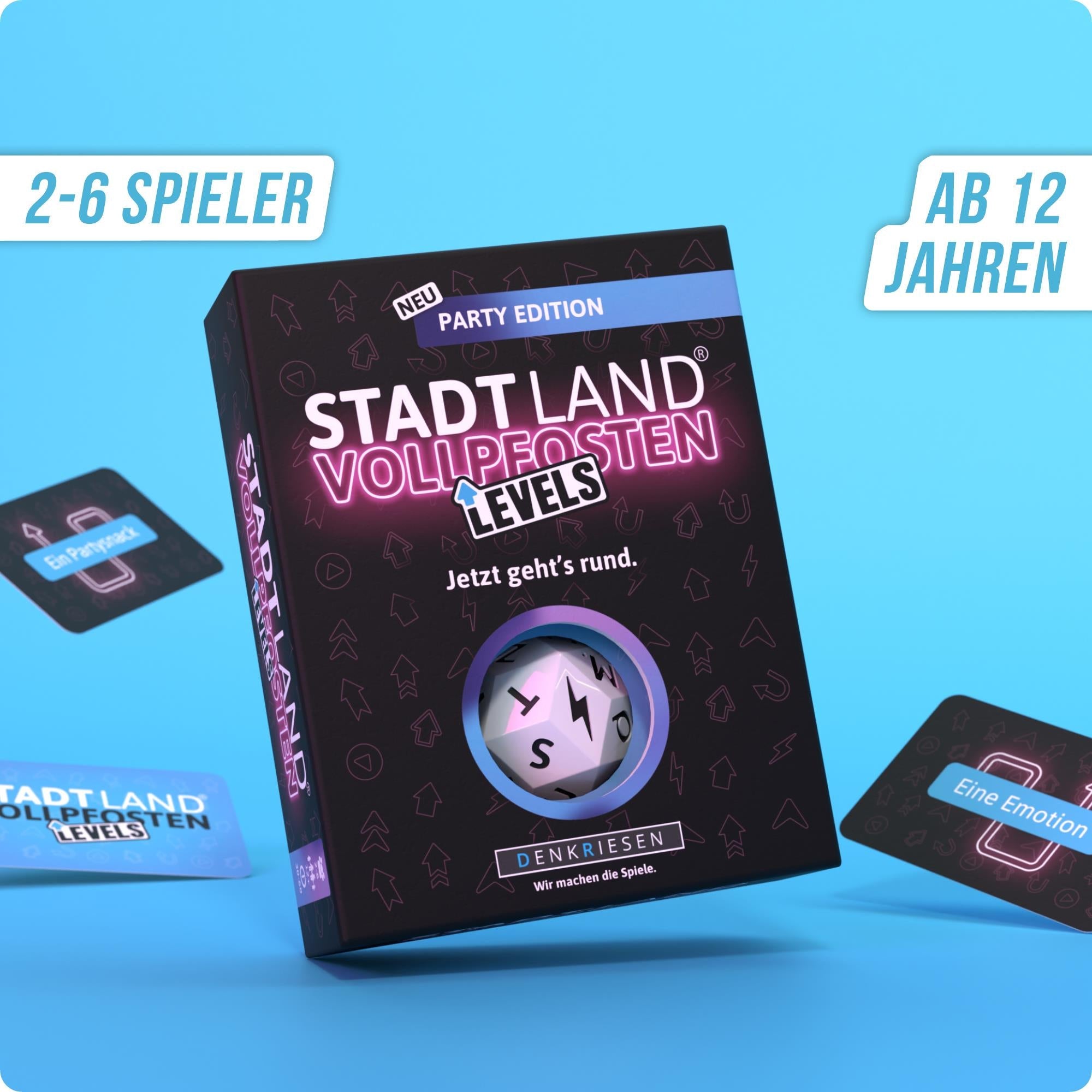 Stadt Land Vollpfosten® Party Edition – "Jetzt geht's rund." | Levels