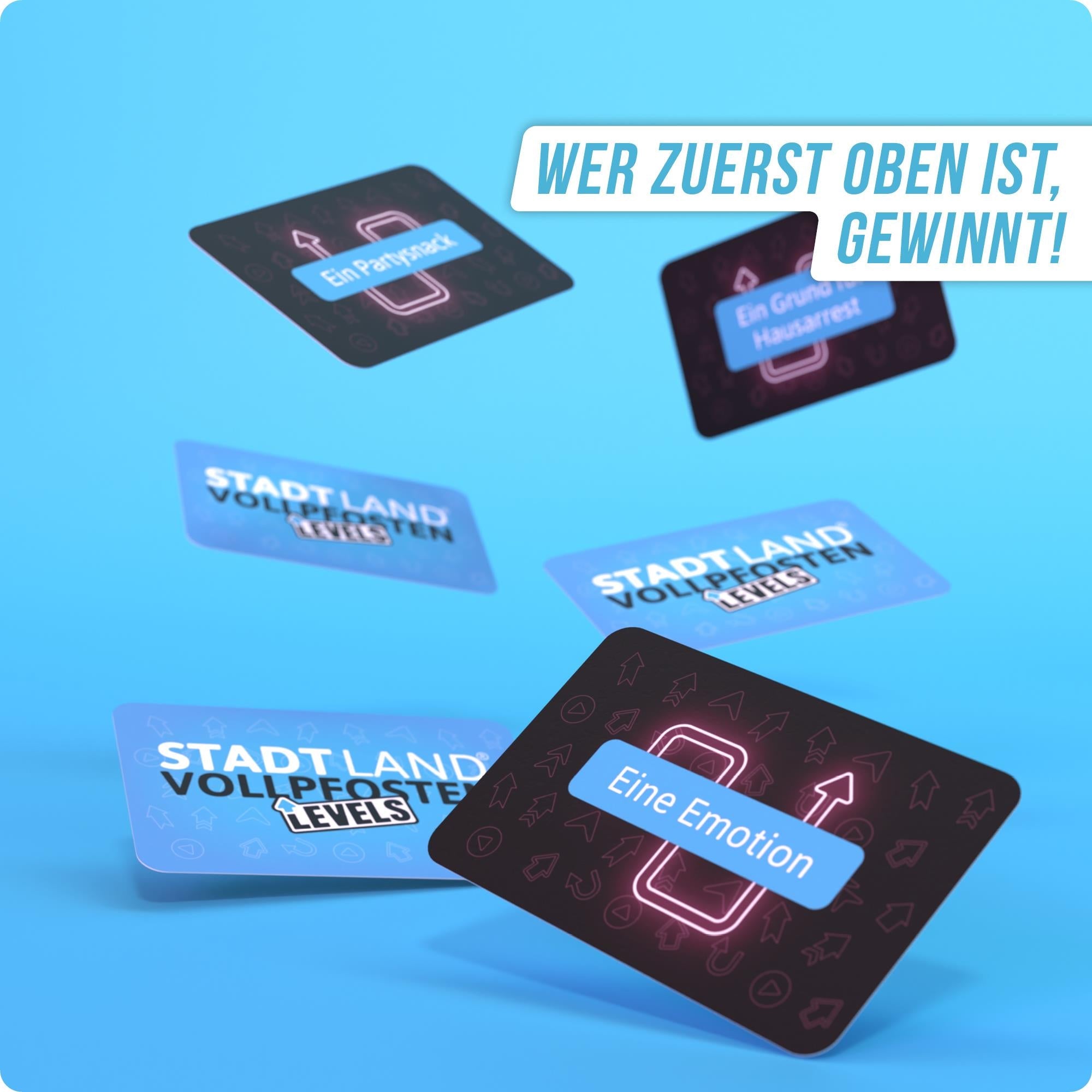 Stadt Land Vollpfosten® Party Edition – "Jetzt geht's rund." | Levels