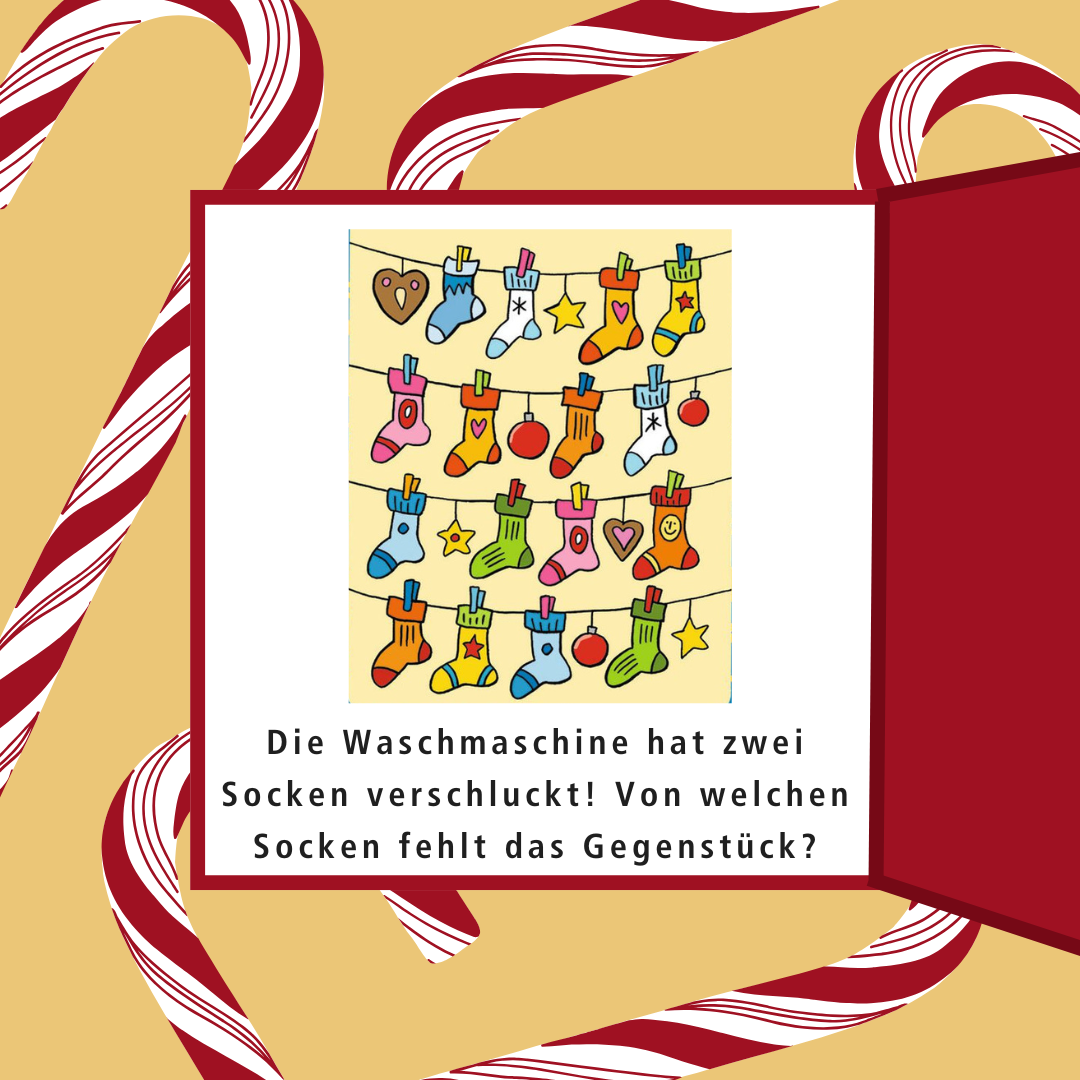 Die Waschmaschine hat zwei Socken verschluckt! Von welchem Socken fehlt das Gegenstück?