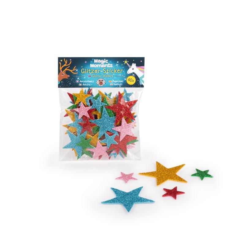 Magic Moments: Moosgummi Glitzer-Stern-Sticker 40-teilig